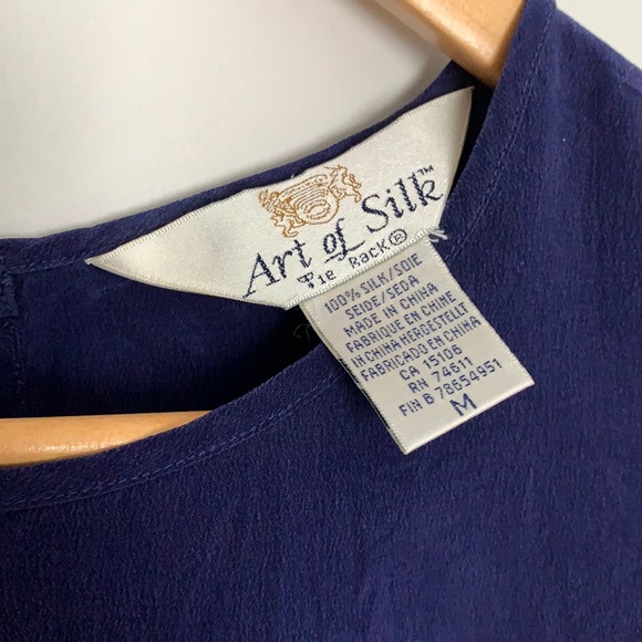 Navy Silk Top - Picture 4 of 5